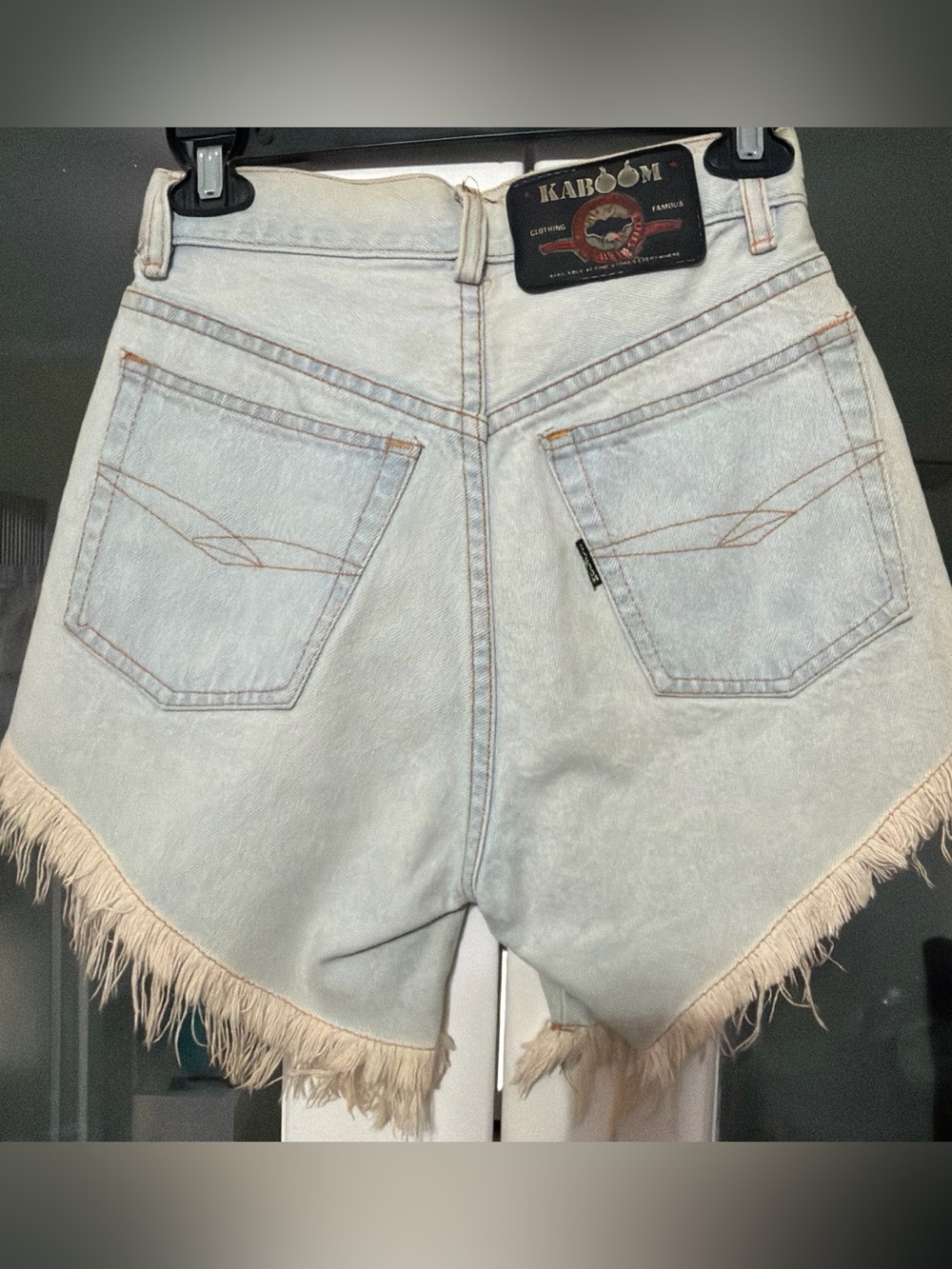 Studded Fringe Light Wash Denim Shorts - Picture 2 of 3